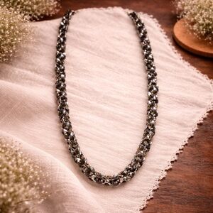 AEA Silver Tone Multi Disk Statement Necklace